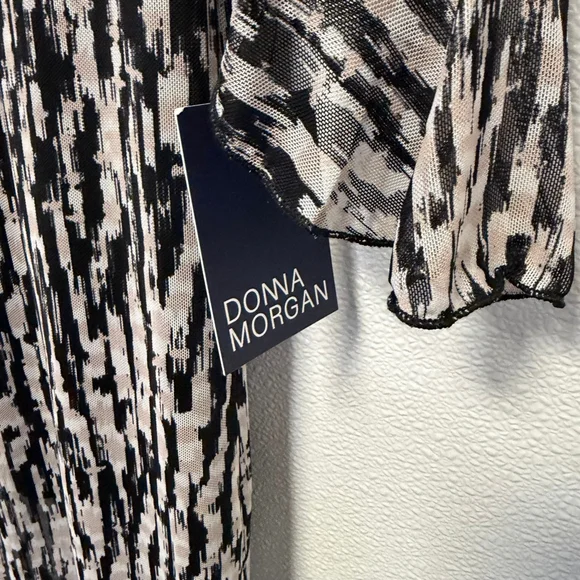 DONNA MORGAN Long Sleeve Dress Size 0 Black Cream New NWT MSRP:$128 A-Line - Picture 10 of 16